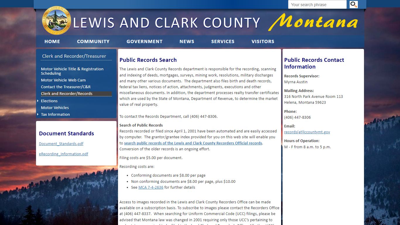 Lewis and Clark County: Clerk and Recorder/Records Dept