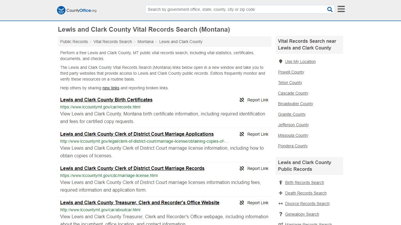 Lewis and Clark County Vital Records Search (Montana)